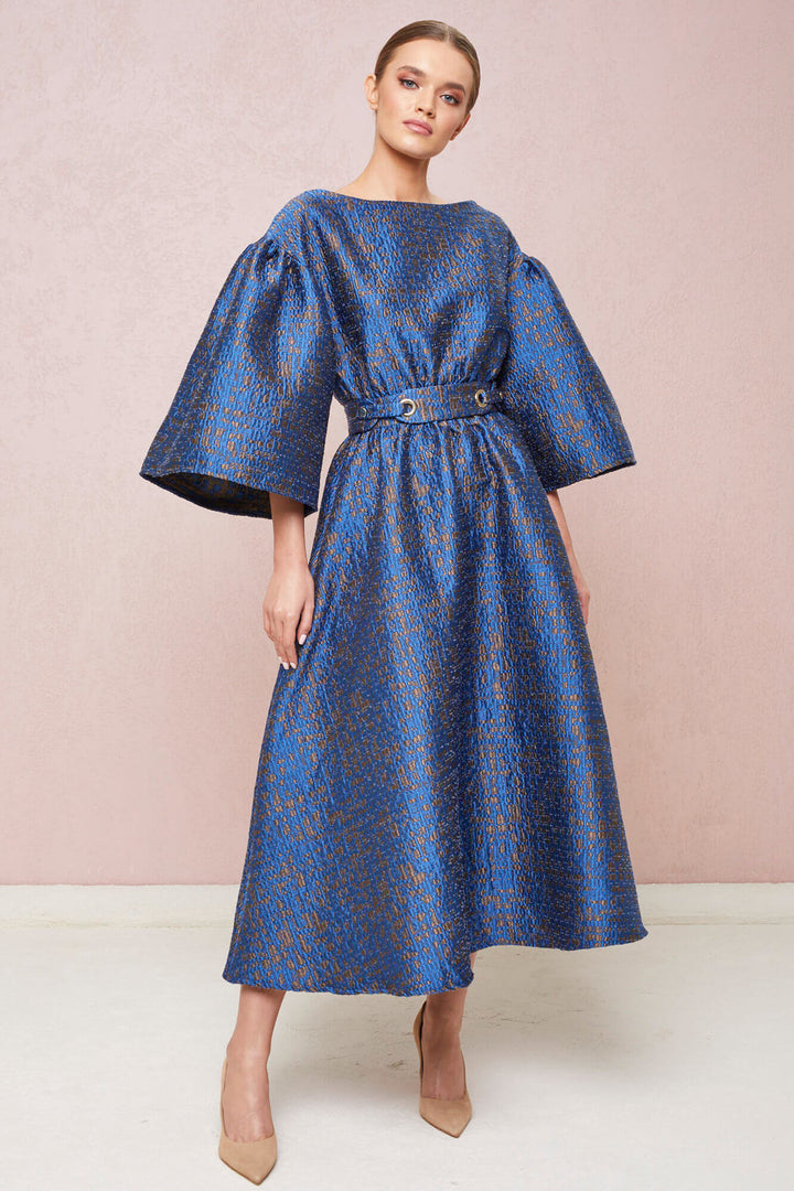 FLARED DRESS WITH WIDE SLEEVES
