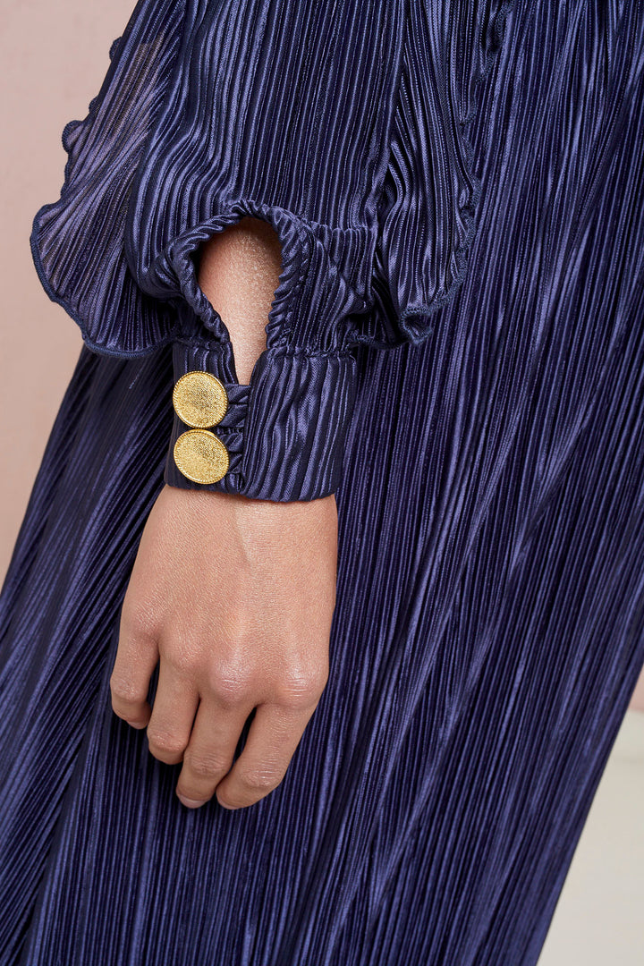 PLEATED MIDI DRESS WITH LONG SLEEVES