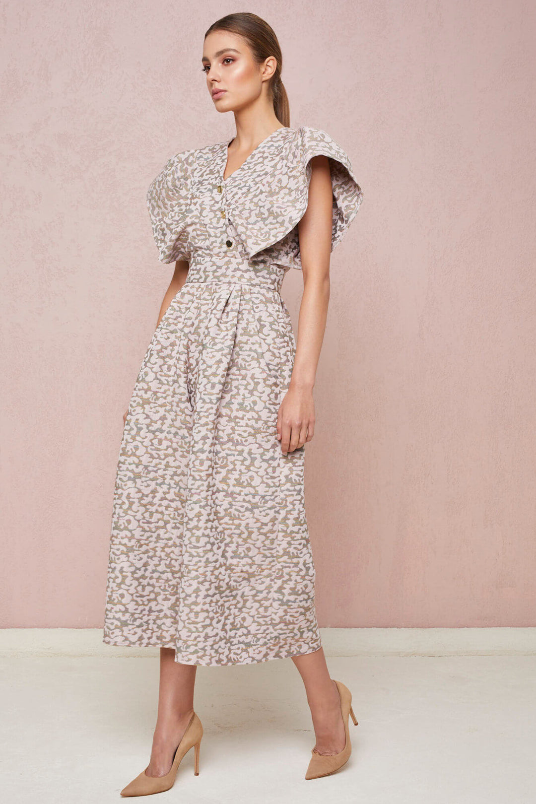 V-NECK JUMPSUIT WITH WIDE LEGS