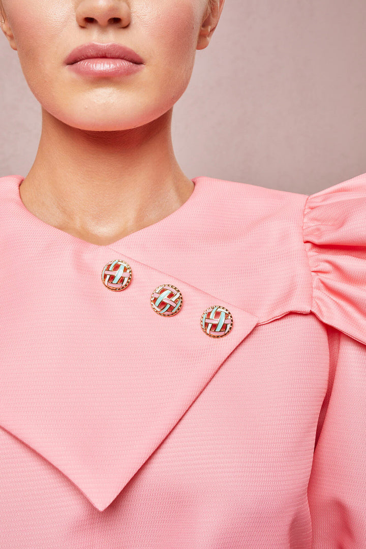 BLOUSE WITH SHORT PUFF SLEEVES AND DECORATIVE BUTTONS