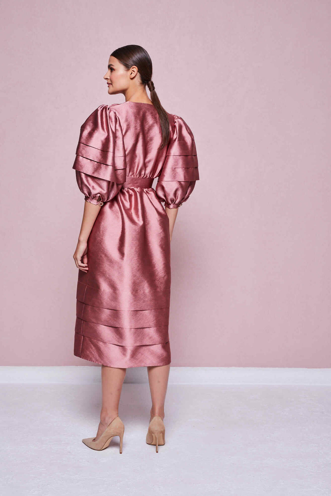 BUTTON-FRONT MIDI DRESS