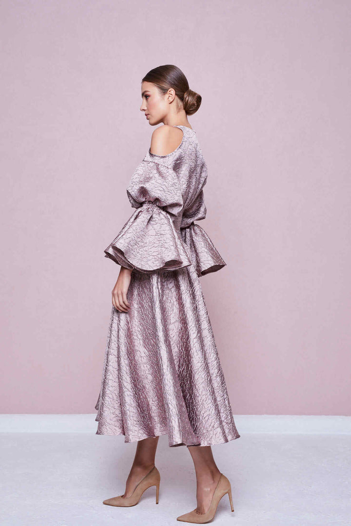 FLARED OFF-THE-SHOULDER DRESS