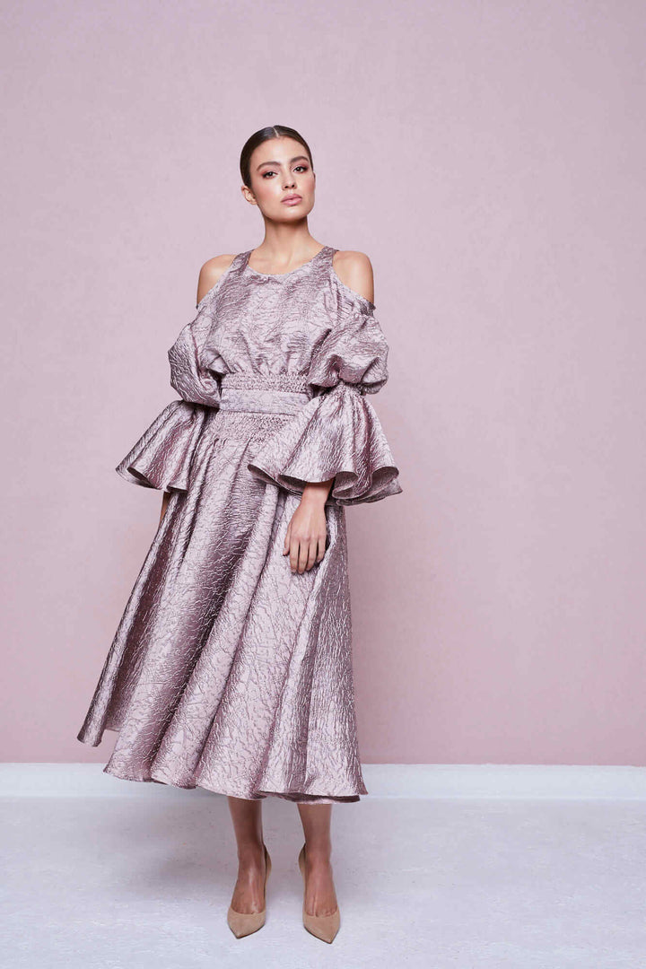 FLARED OFF-THE-SHOULDER DRESS