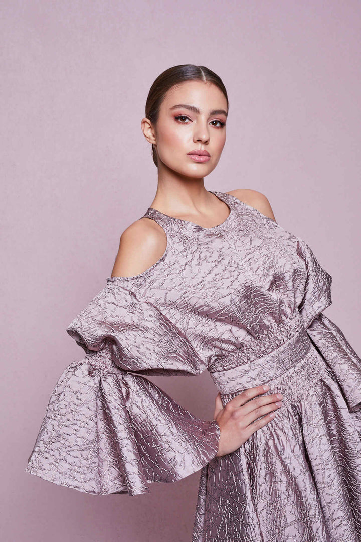 FLARED OFF-THE-SHOULDER DRESS