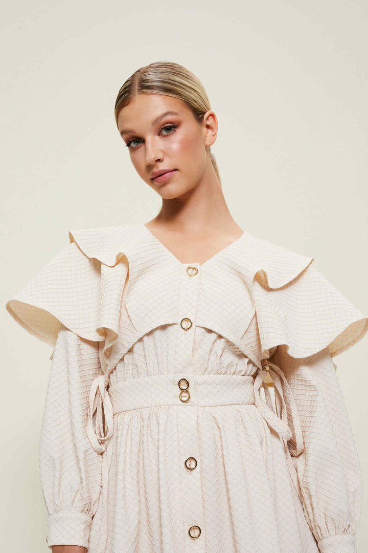 BUTTON-FRONT DRESS WITH LONG SLEEVES