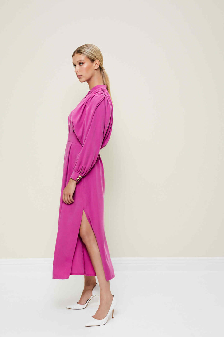 JUMPSUIT WITH LONG SLEEVES AND WIDE-LEG TROUSERS WITH SIDE SLITS