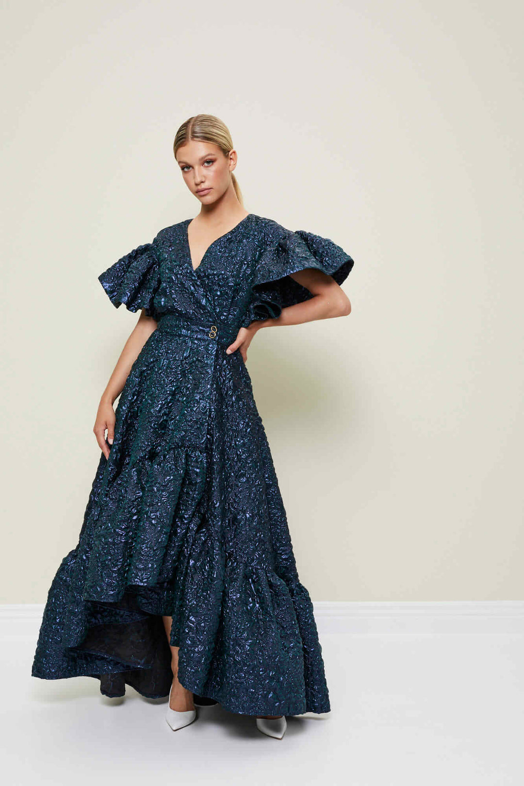 ENVELOPE MAXI DRESS WITH A RUFFLE