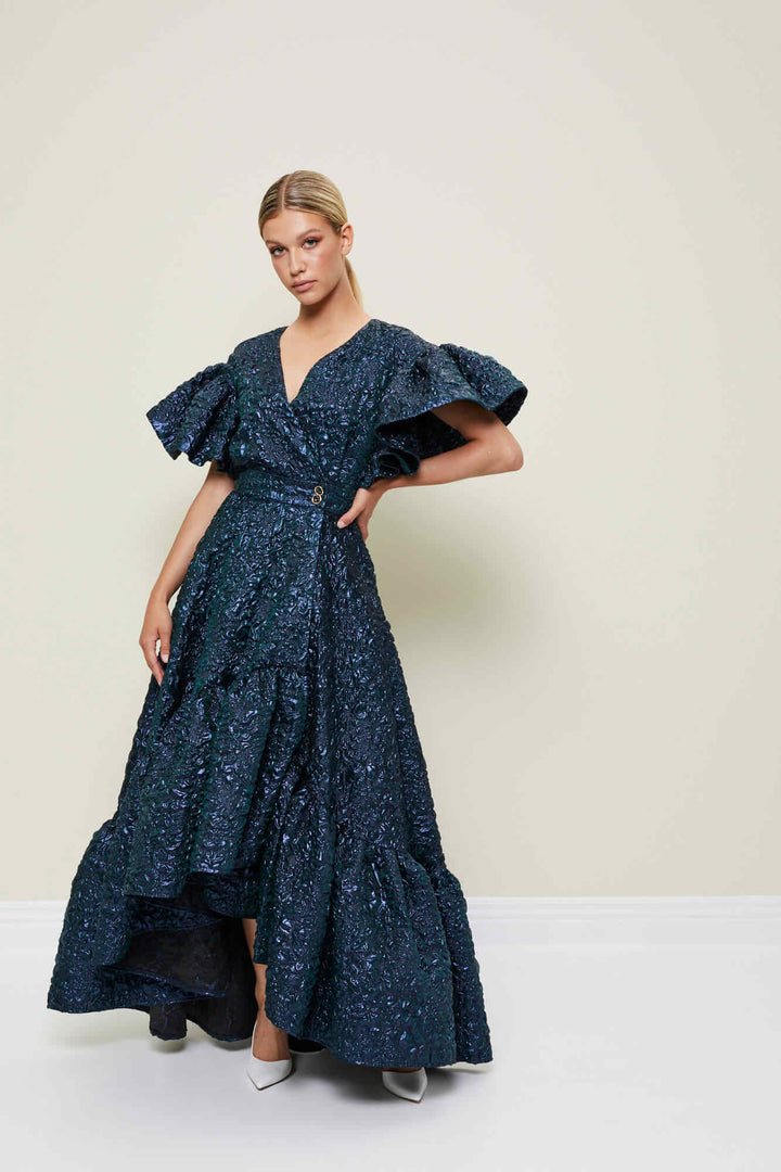 ENVELOPE MAXI DRESS WITH A RUFFLE