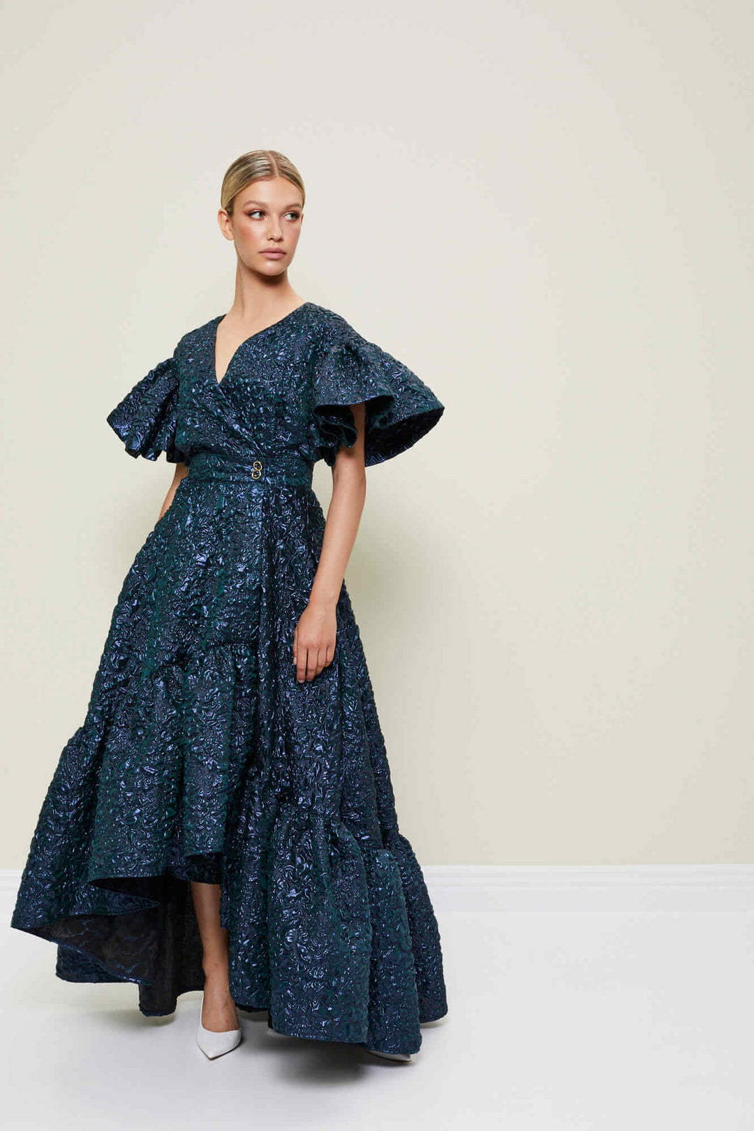 ENVELOPE MAXI DRESS WITH A RUFFLE