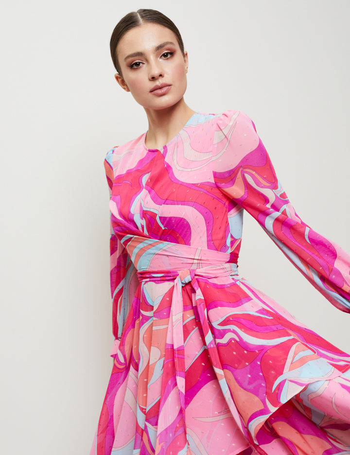 ASYMMETRICAL DRESS WITH A WAIST TIE