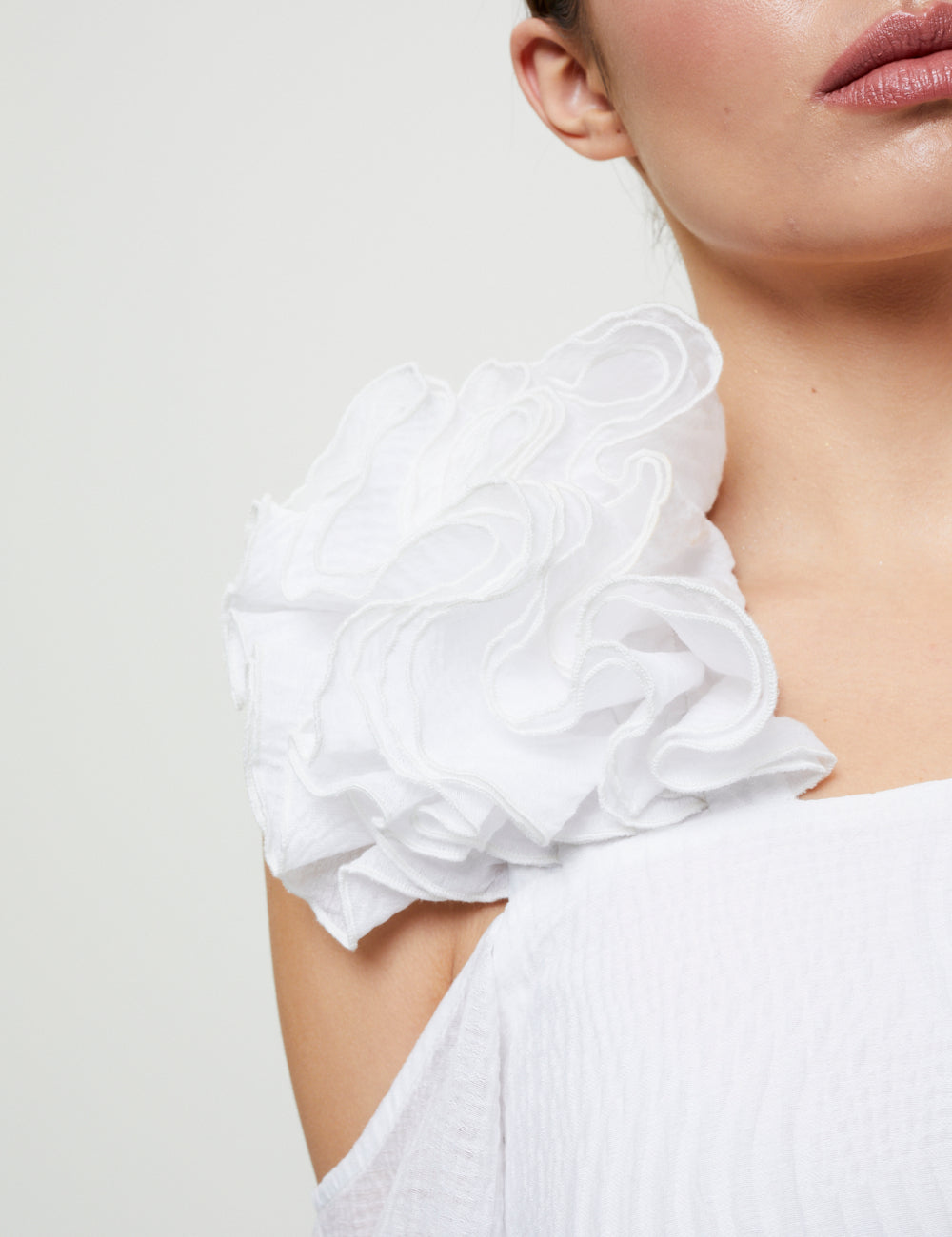 OFF-THE-SHOULDER BLOUSE WITH CASCADING RUFFLES