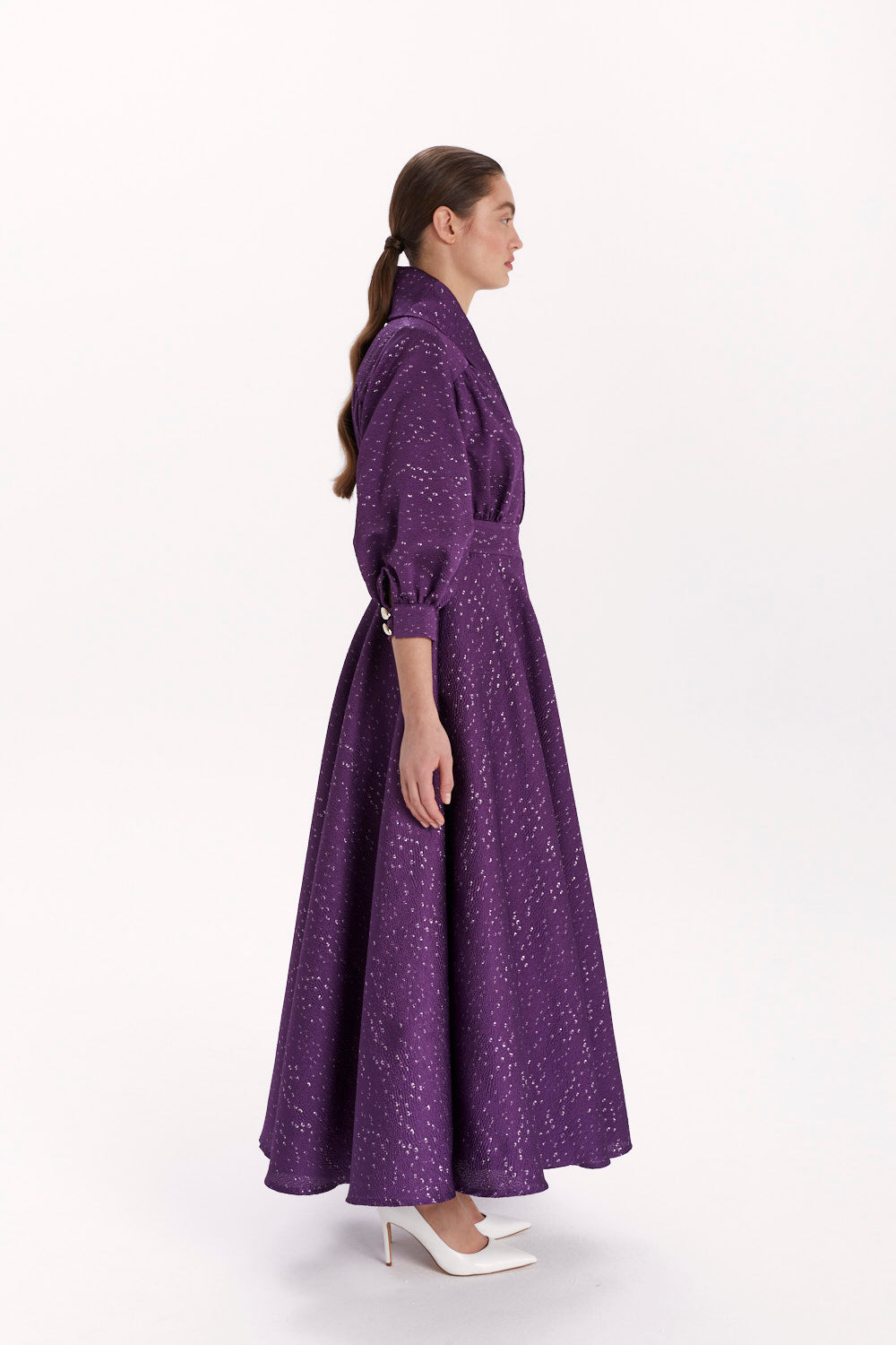 ENVELOPE DRESS WITH A COLLAR AND FLARED SKIRT