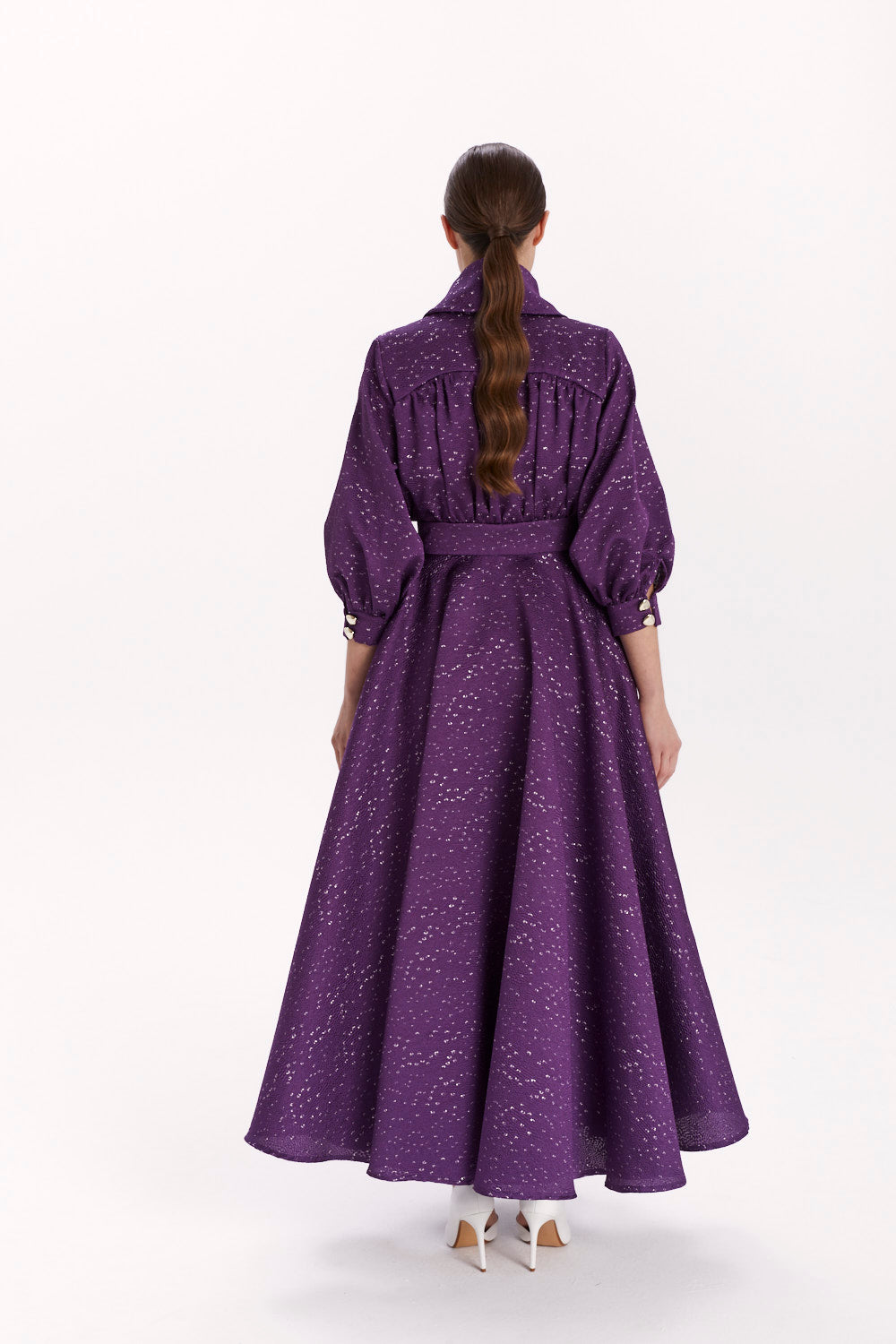 ENVELOPE DRESS WITH A COLLAR AND FLARED SKIRT