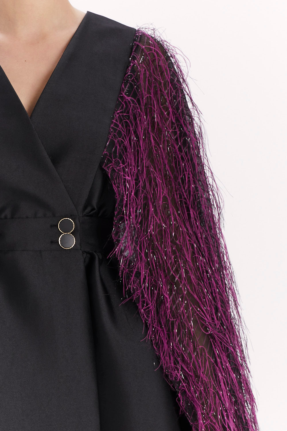 ENVELOPE DRESS WITH A FEATHER CAPE
