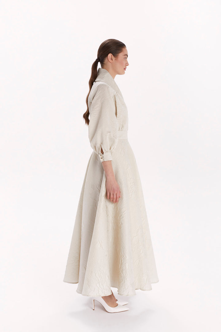 ENVELOPE DRESS WITH A COLLAR AND FLARED SKIRT