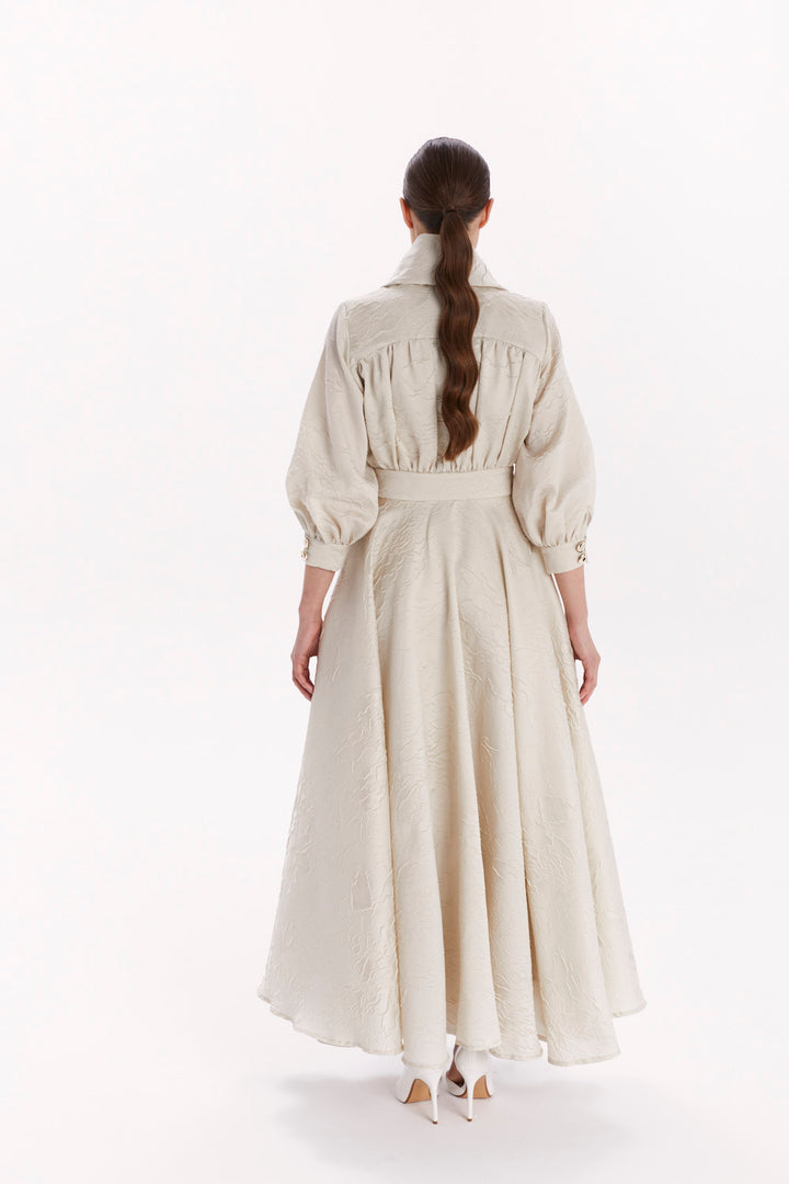 ENVELOPE DRESS WITH A COLLAR AND FLARED SKIRT