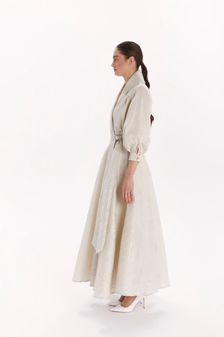 ENVELOPE DRESS WITH A COLLAR AND FLARED SKIRT