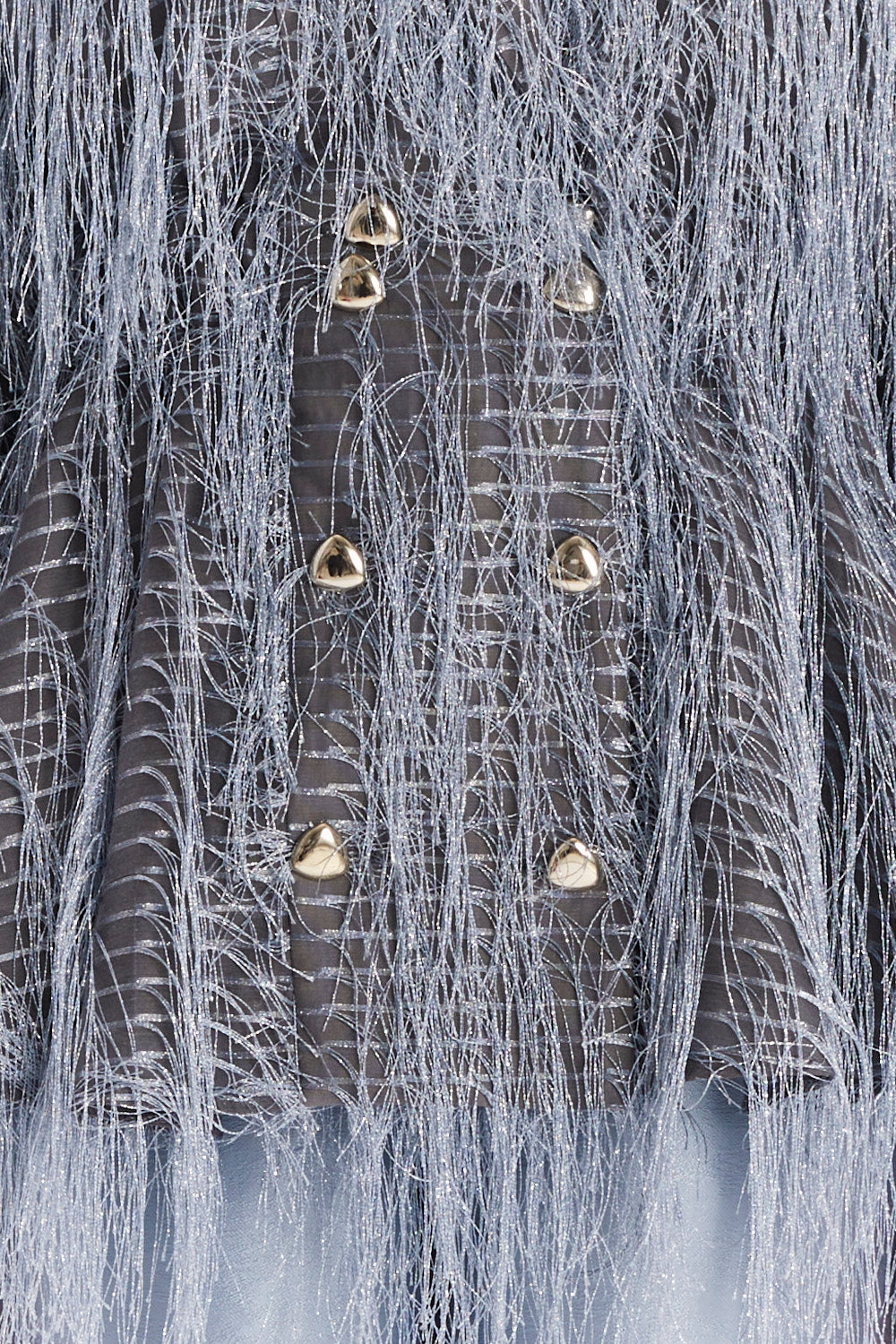 DOUBLE-BREASTED BLOUSE WITH FEATHER-TEXTURED FABRIC