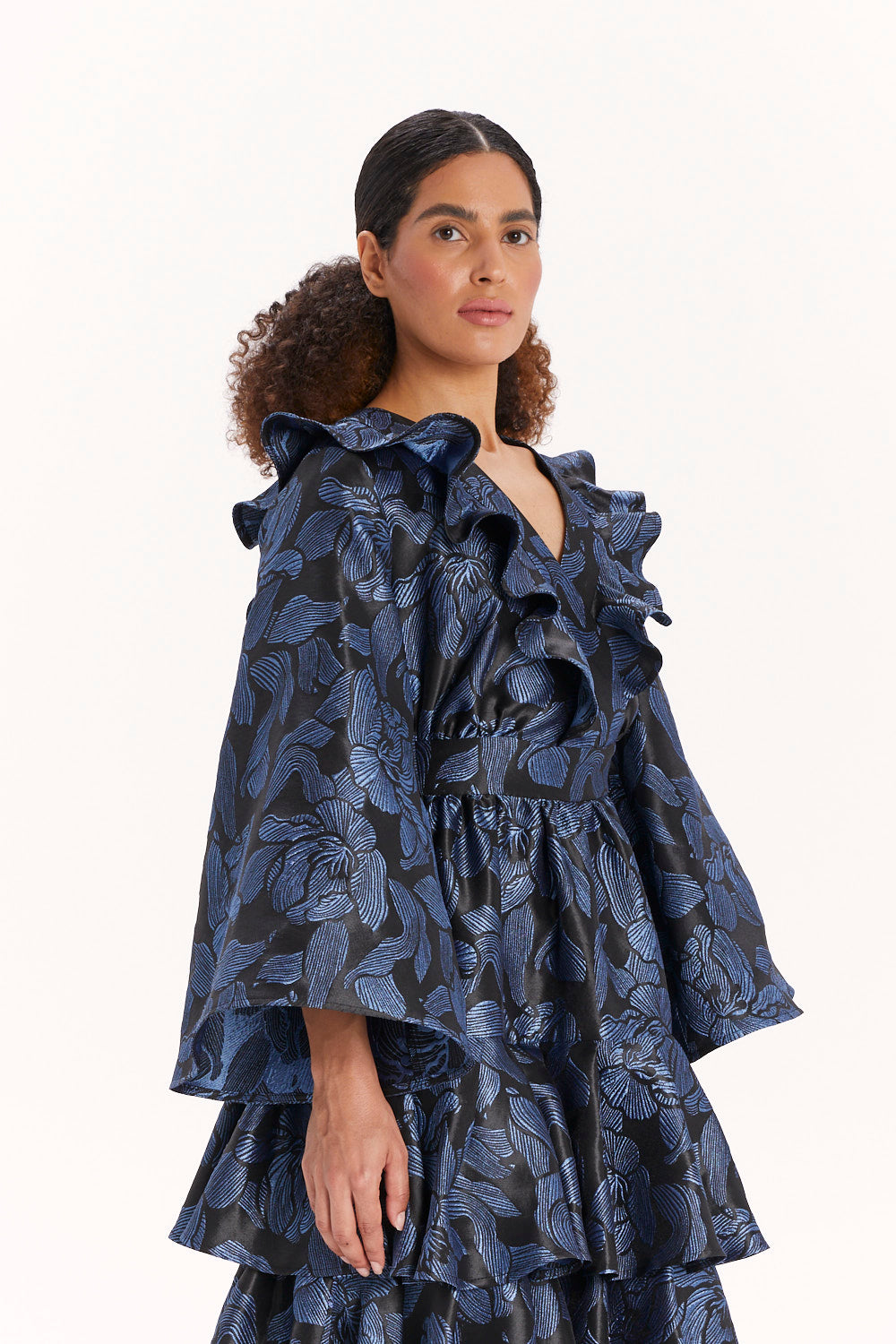 DRESS WITH BELL SLEEVES AND RUFFLES