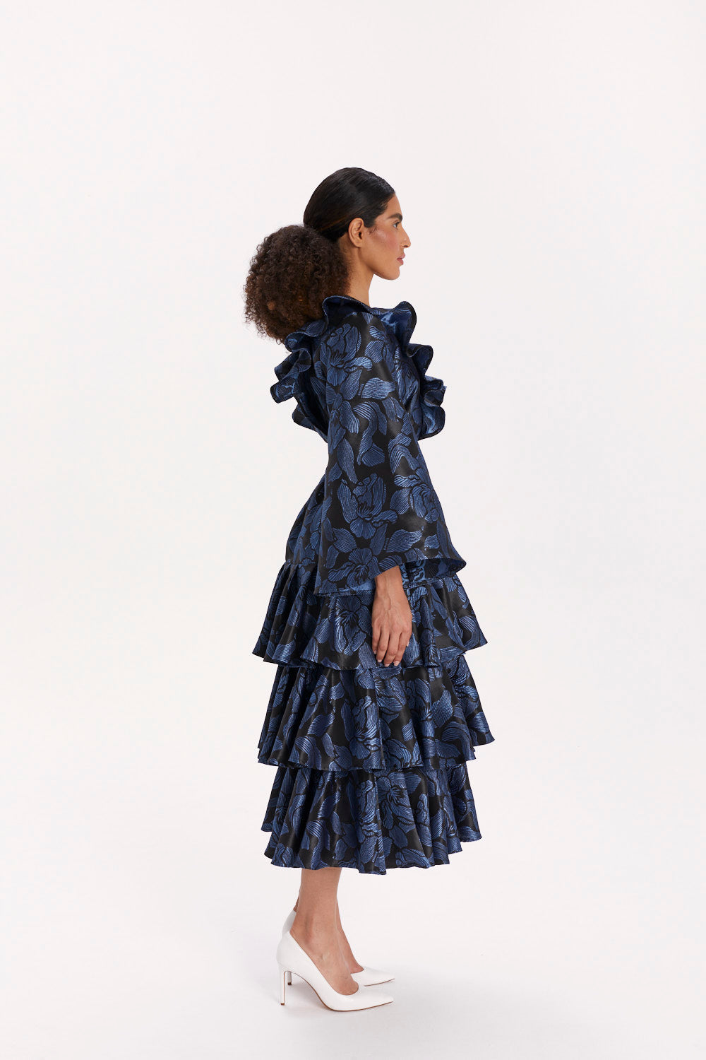 DRESS WITH BELL SLEEVES AND RUFFLES
