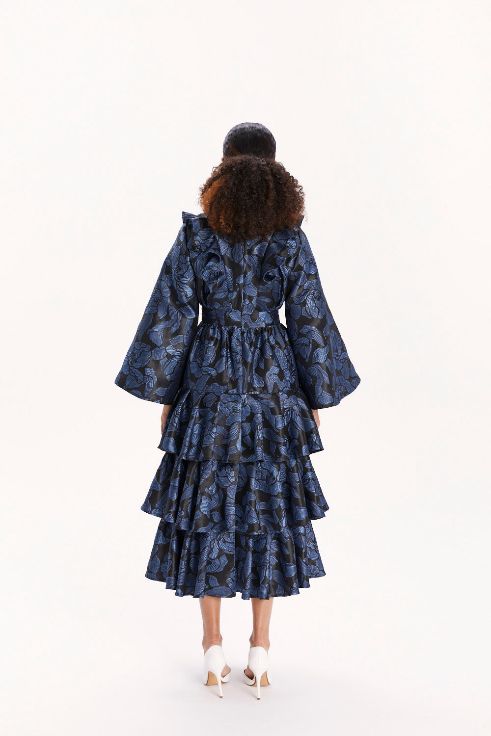 DRESS WITH BELL SLEEVES AND RUFFLES