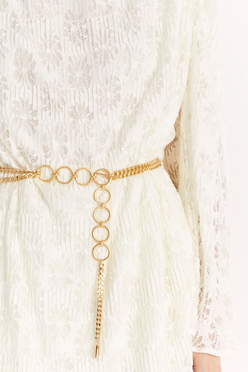 LACE BLOUSE WITH WIDE SLEEVES AND SHOULDER PADS
