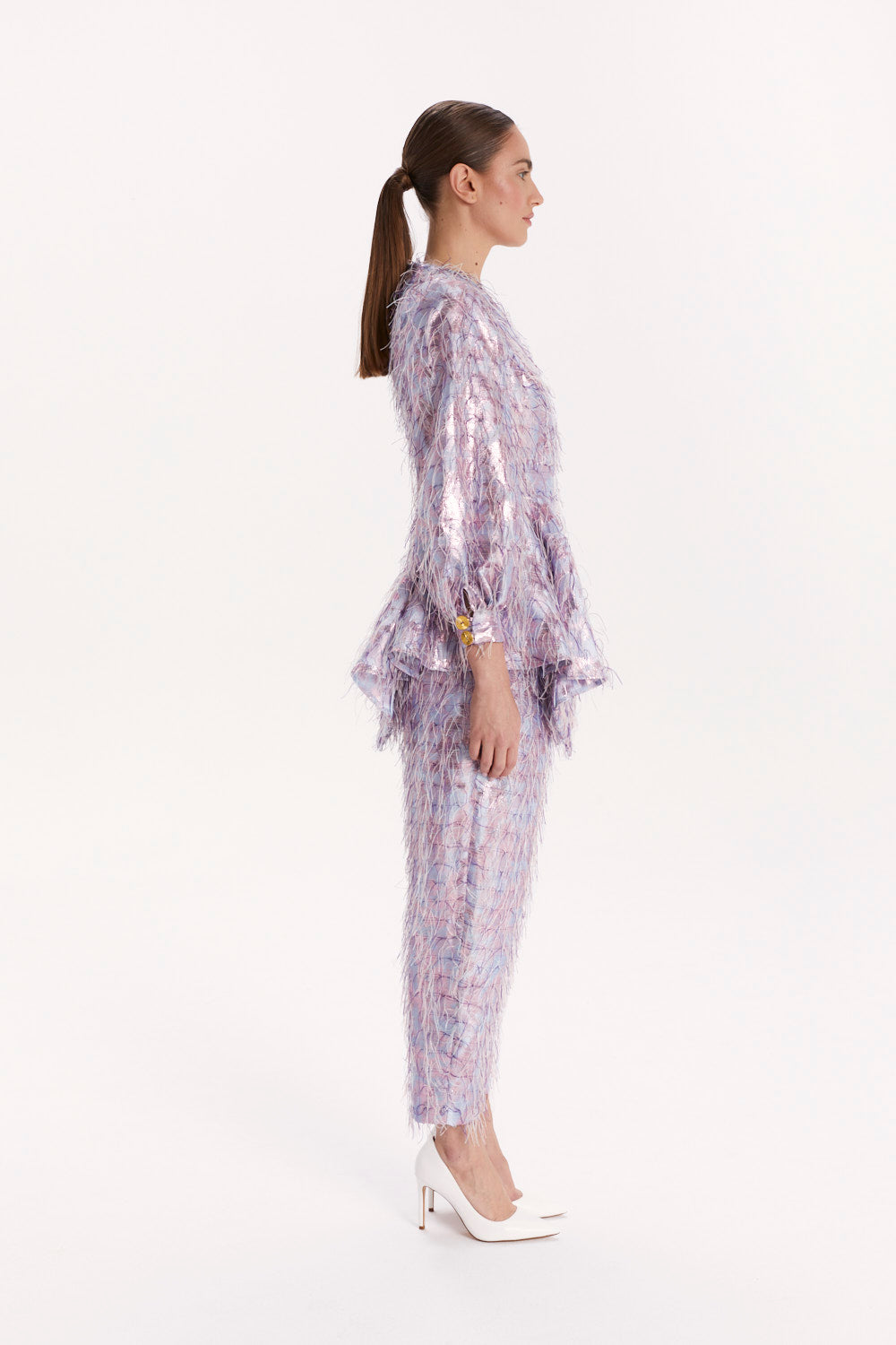 PEPLUM BLOUSE WITH LONG SLEEVES