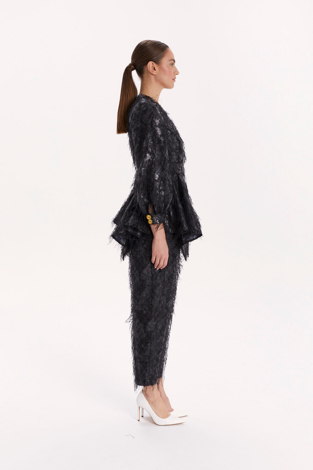 PEPLUM BLOUSE WITH LONG SLEEVES