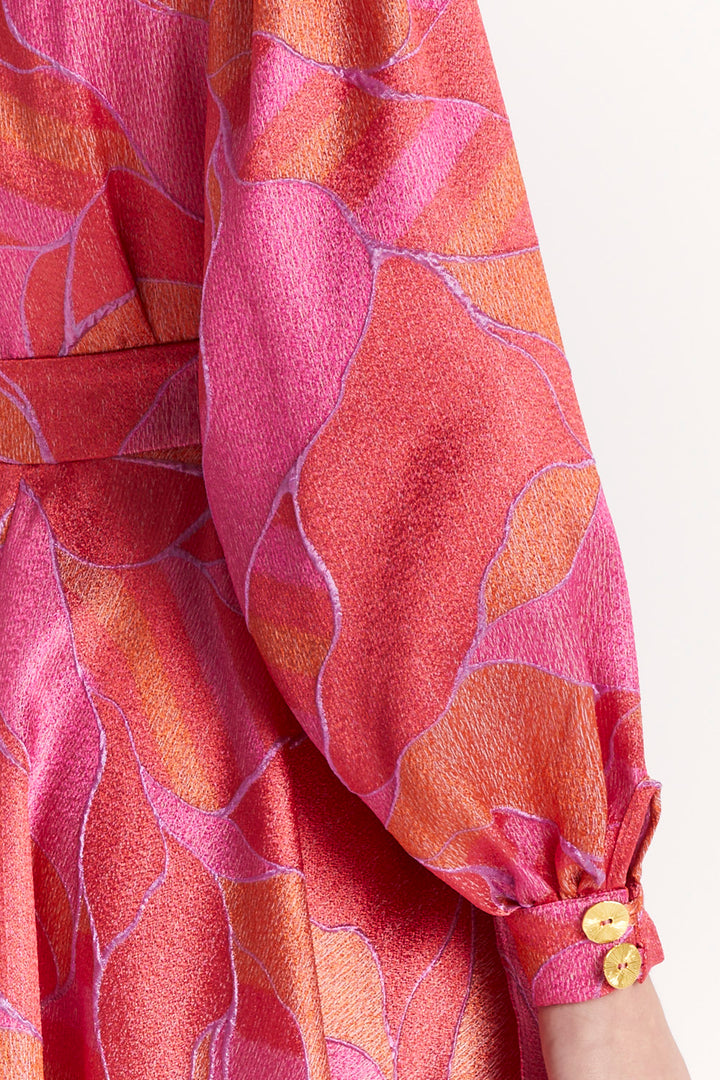 PATTERNED ASYMMETRICAL DRESS WITH LONG SLEEVES