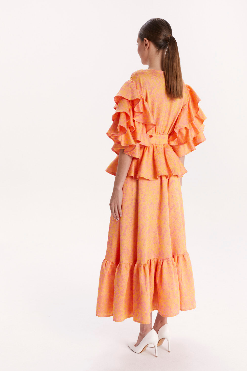 DRESS WITH RUFFLES AND DECORATIVE BUTTONS