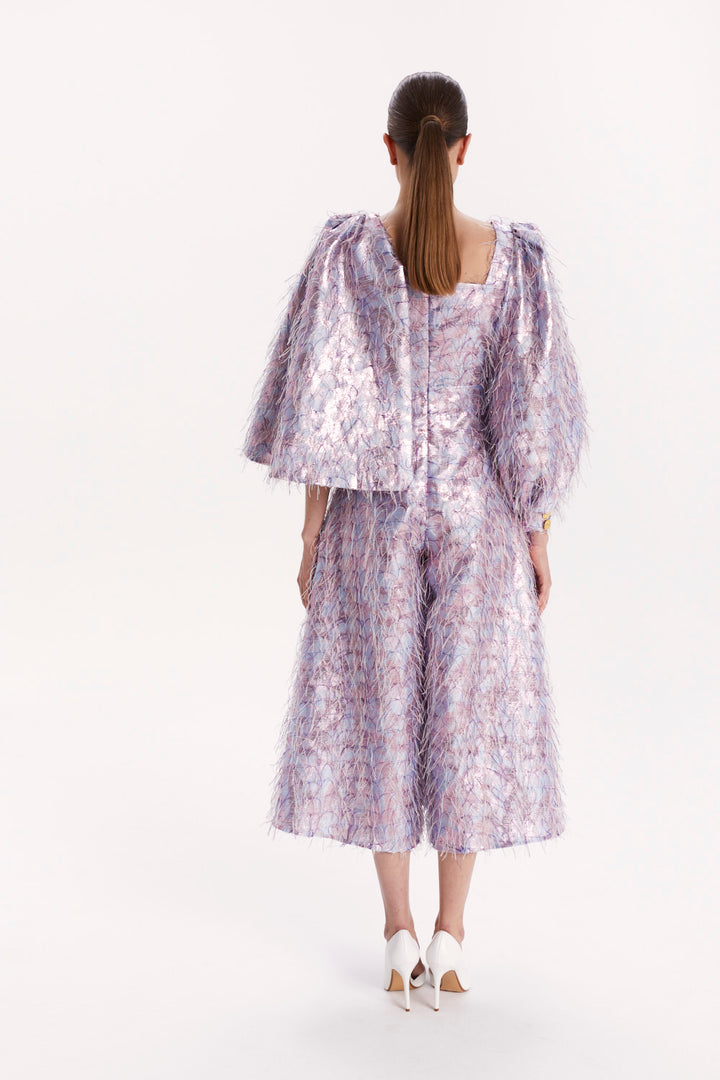 JUMPSUIT WITH ASYMMETRICAL SLEEVES AND WIDE LEGS