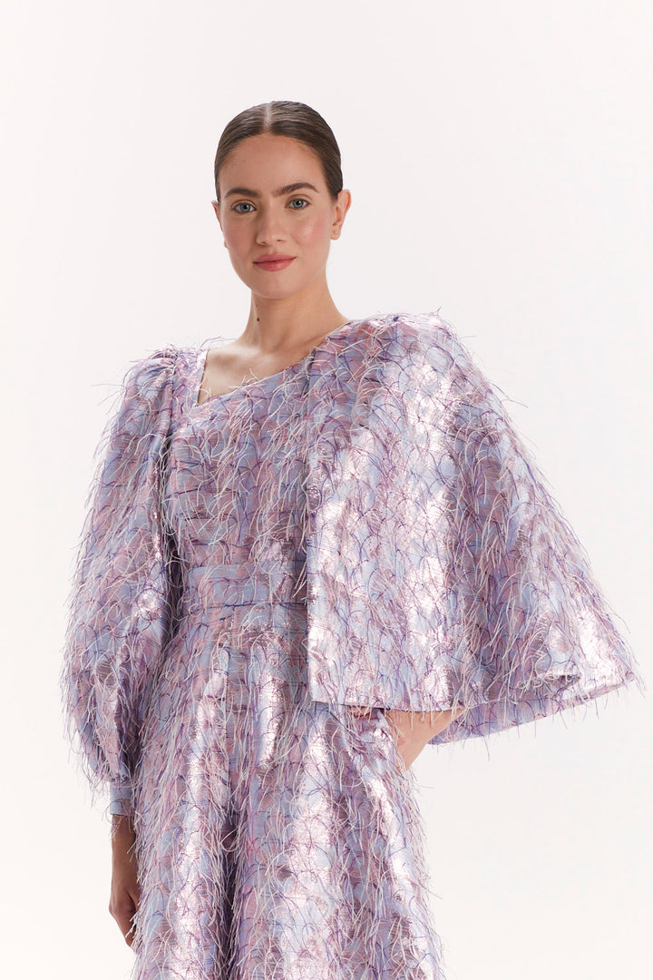 JUMPSUIT WITH ASYMMETRICAL SLEEVES AND WIDE LEGS