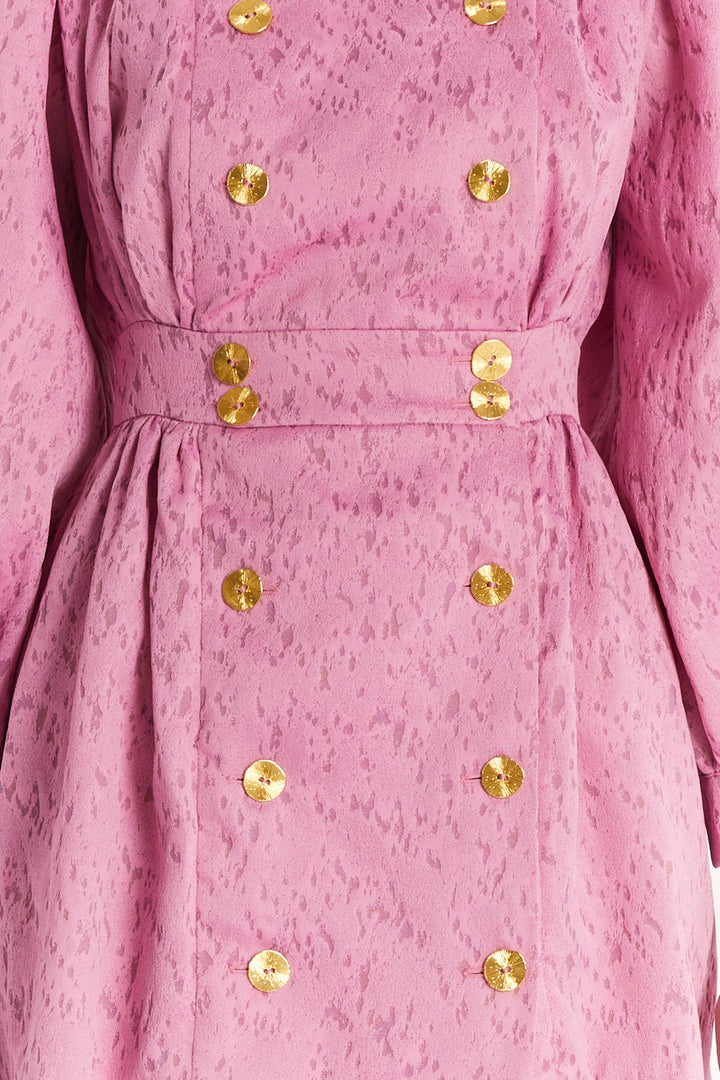 DOUBLE-BREASTED DRESS WITH A RUFFLE