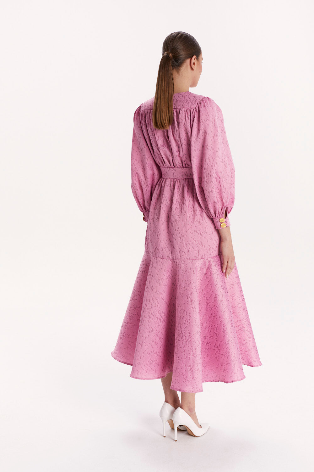DOUBLE-BREASTED DRESS WITH A RUFFLE