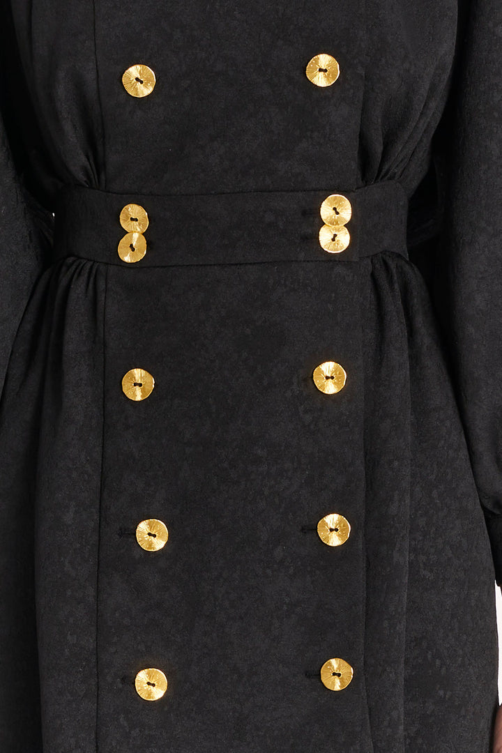 DOUBLE-BREASTED DRESS WITH A RUFFLE