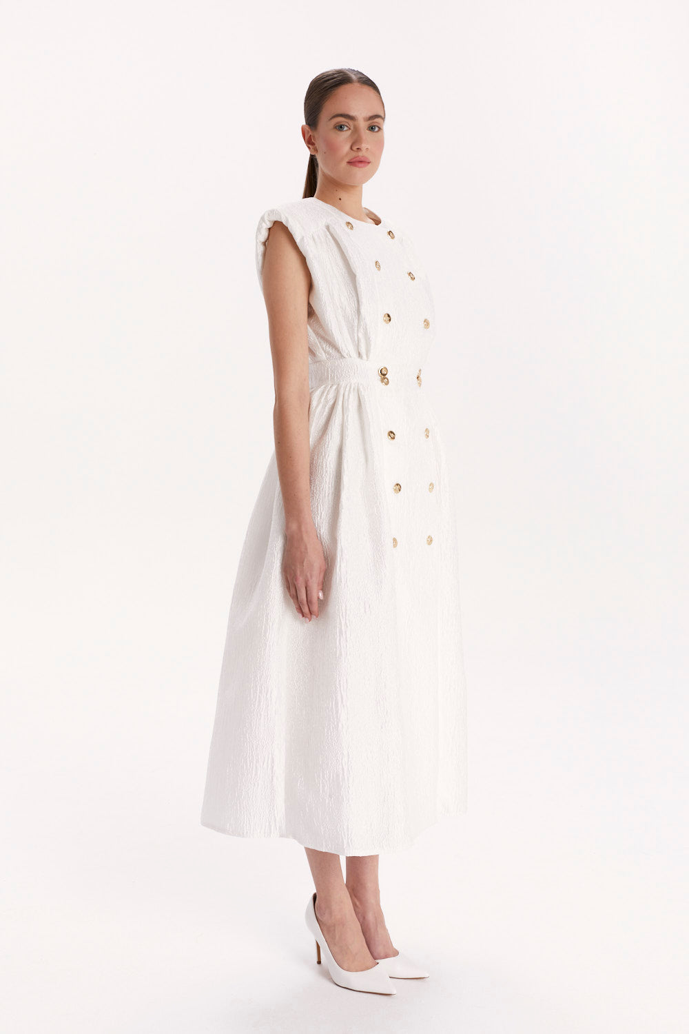 DOUBLE-BREASTED BUTTON-FRONT DRESS