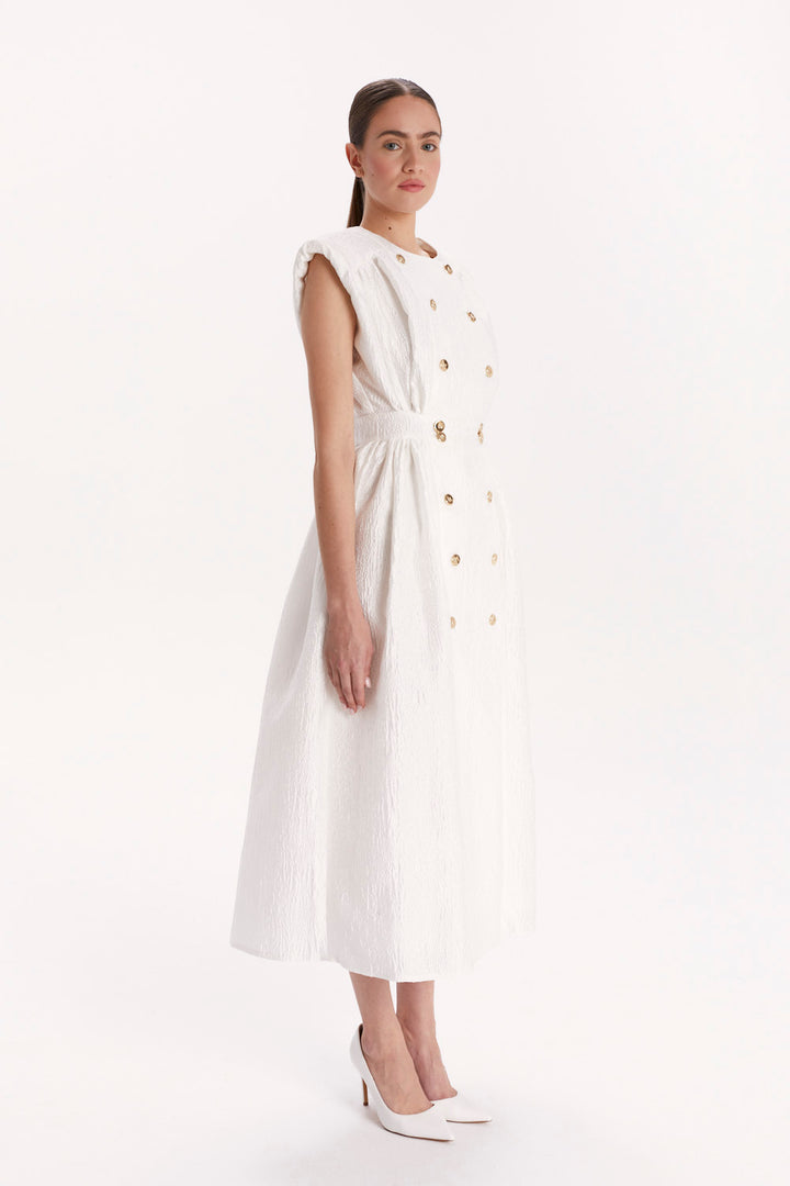DOUBLE-BREASTED BUTTON-FRONT DRESS
