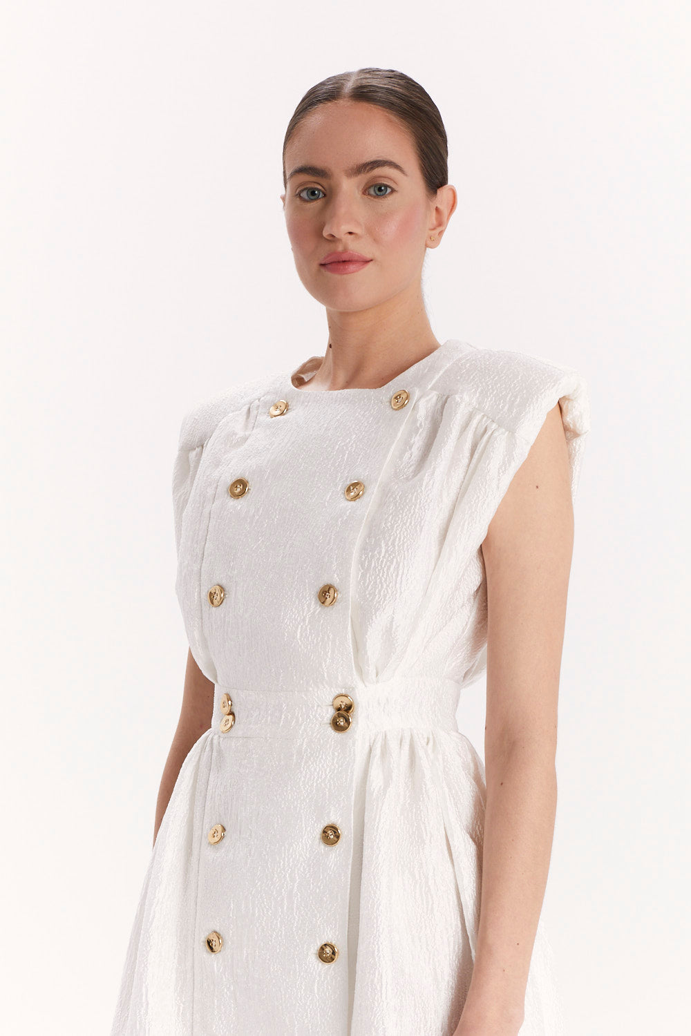 DOUBLE-BREASTED BUTTON-FRONT DRESS