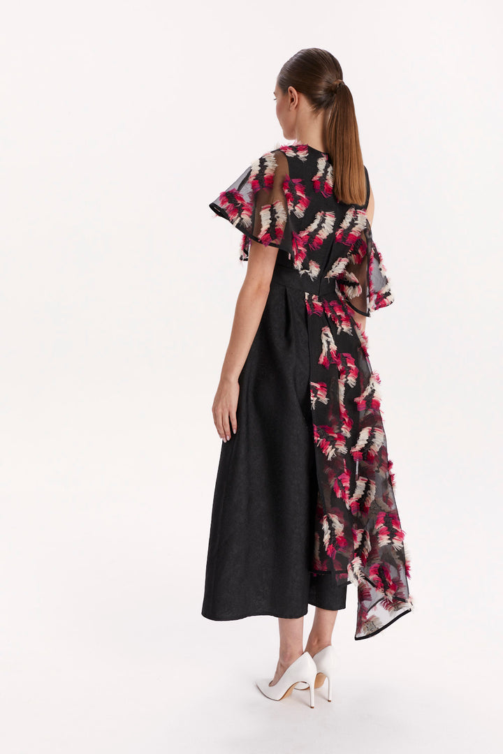 ASYMMETRICAL JUMPSUIT WITH COLORFUL FRINGE