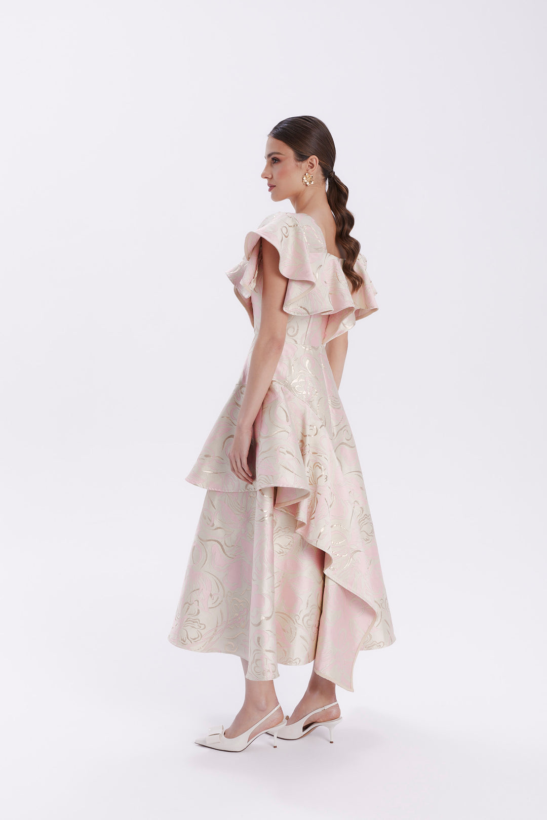 JACQUARD DRESS WITH BUTTERFLY SLEEVES