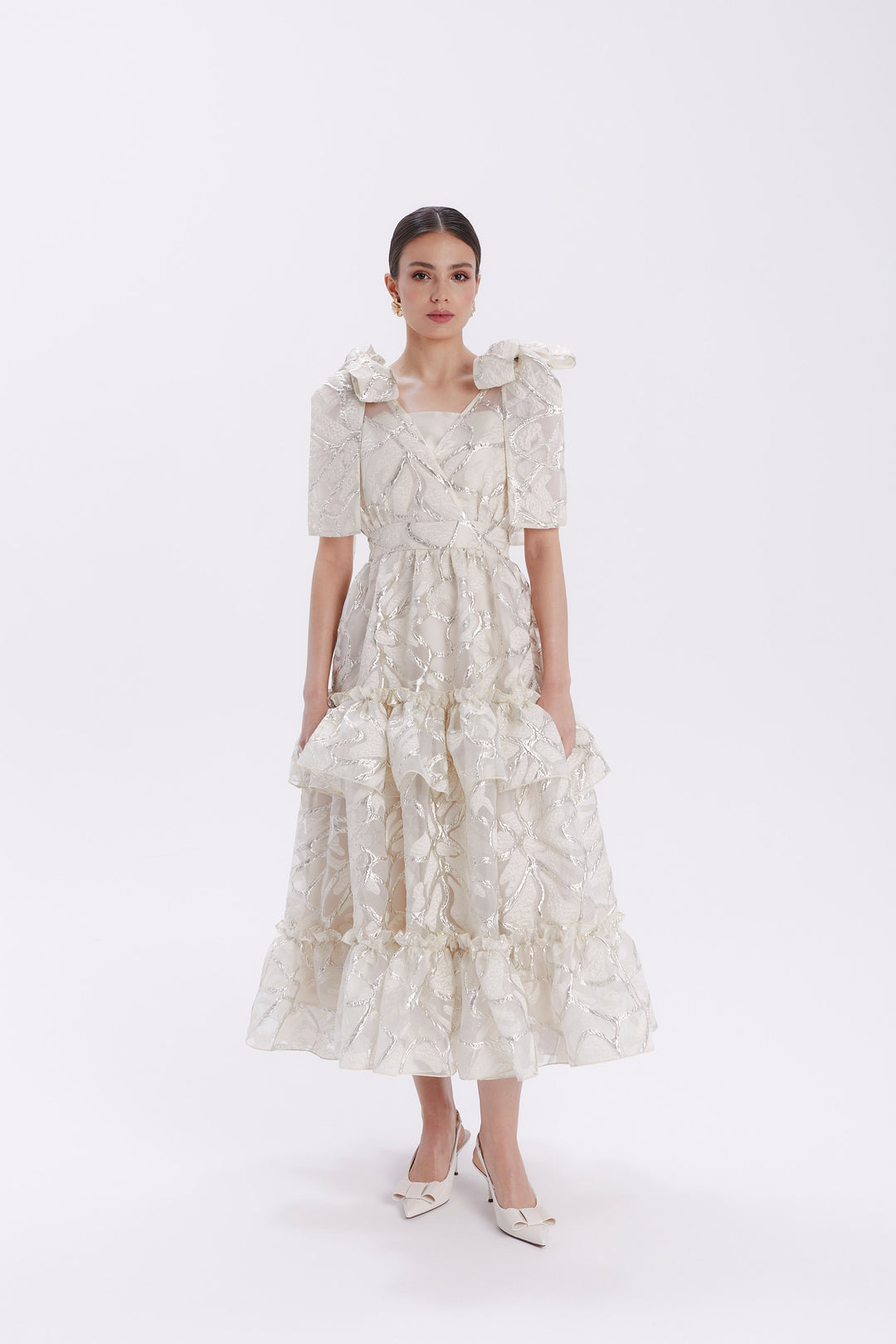 DRESS WITH BOWS ON THE SHOULDER