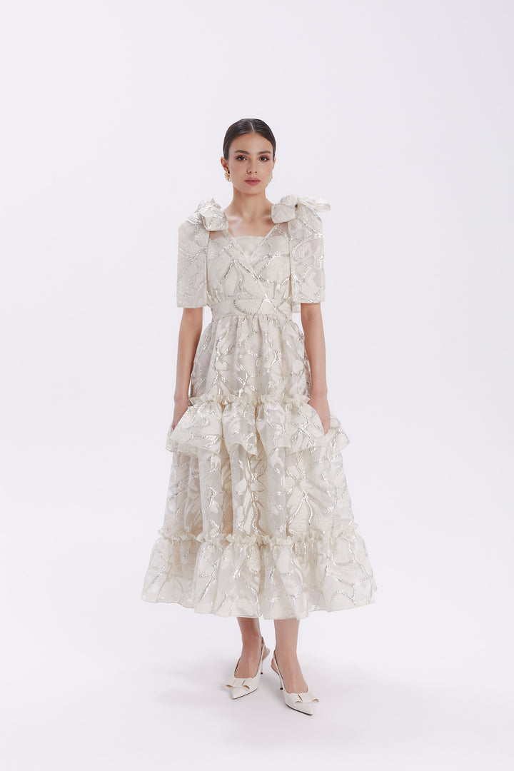 DRESS WITH BOWS ON THE SHOULDER
