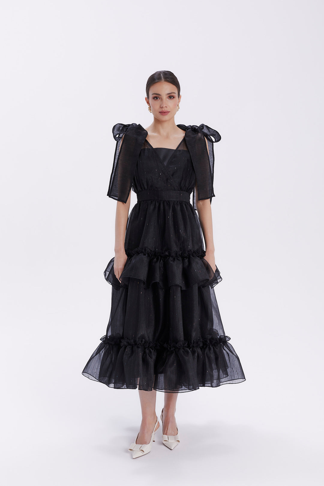 DRESS WITH BOWS ON THE SHOULDER