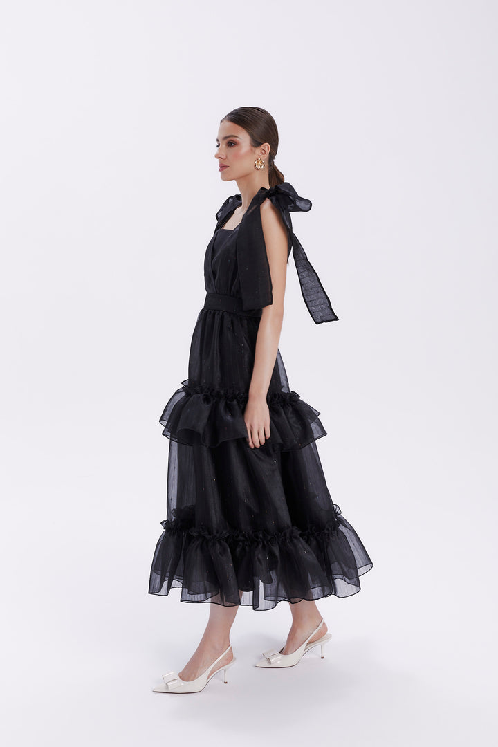 DRESS WITH BOWS ON THE SHOULDER