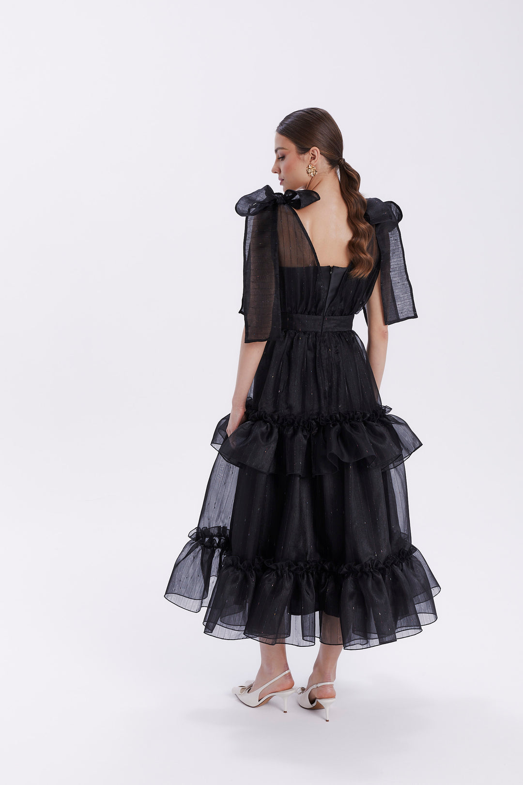 DRESS WITH BOWS ON THE SHOULDER