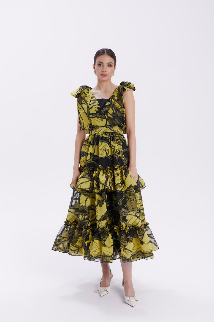 DRESS WITH BOWS ON THE SHOULDER