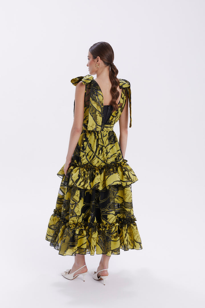 DRESS WITH BOWS ON THE SHOULDER