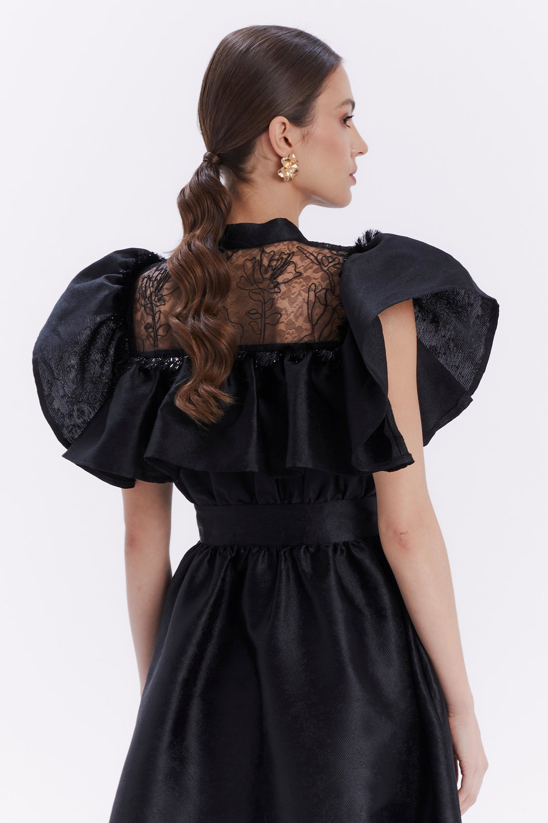 ESTELLA LACED RUFFLED DRESS