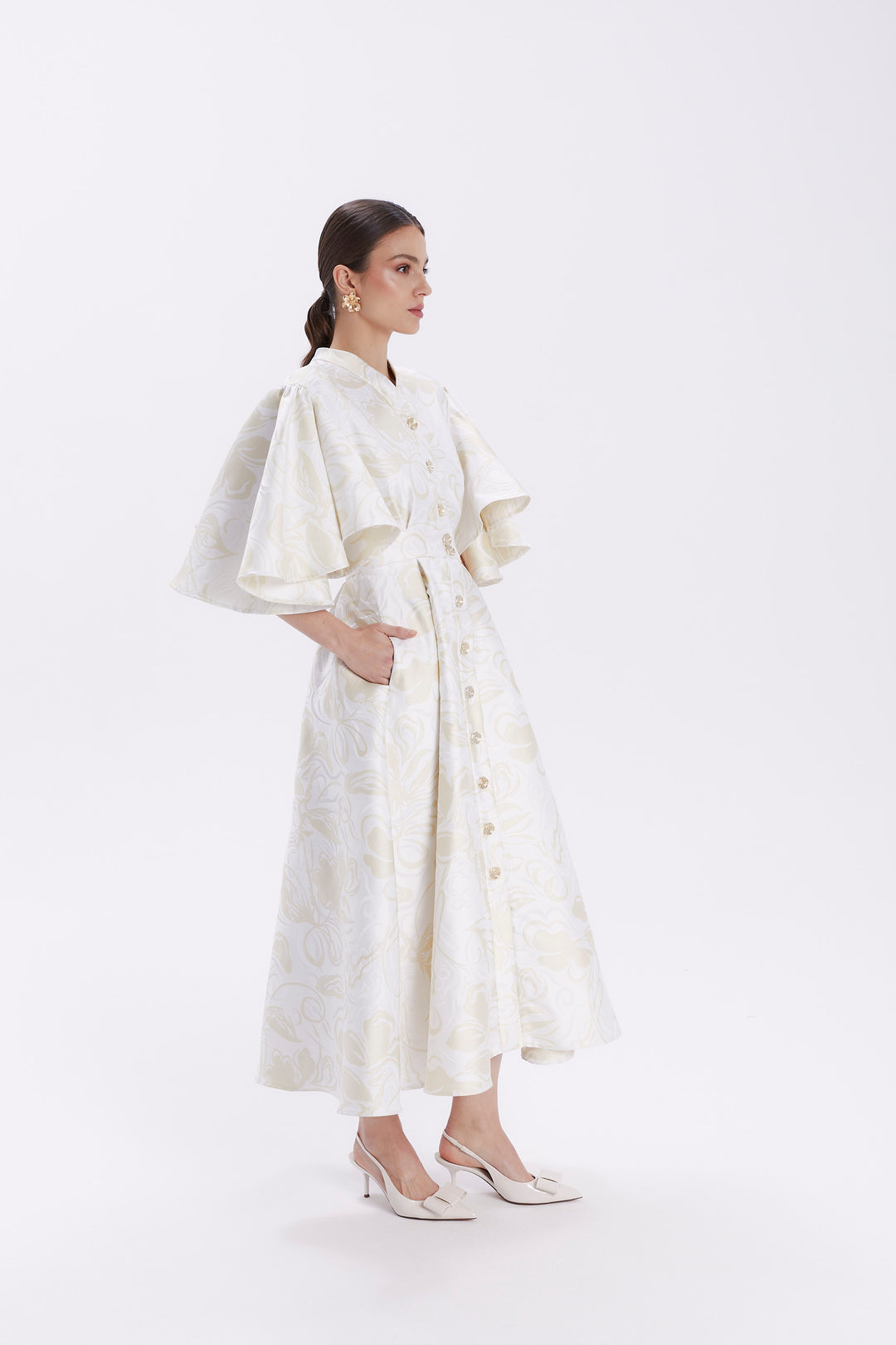 JACQUARD DRESS WITH BUTTONS