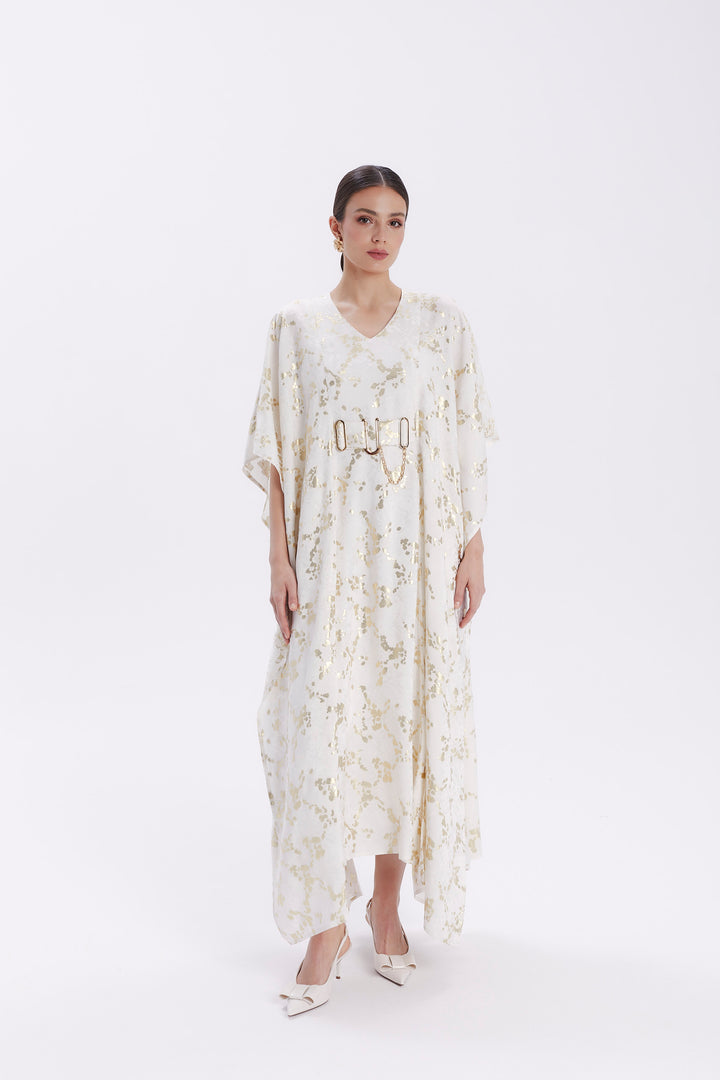 DRESS WITH METALLIC THREAD